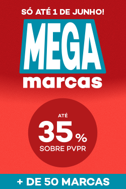 Campanha Mega Marcas com destaque promocional de at&eacute; 50% sobre pre&ccedil;o de Venda ao P&uacute;blico Recomendado em mais de 50 marcas - s&oacute; at&eacute; dia 1 de junho!
